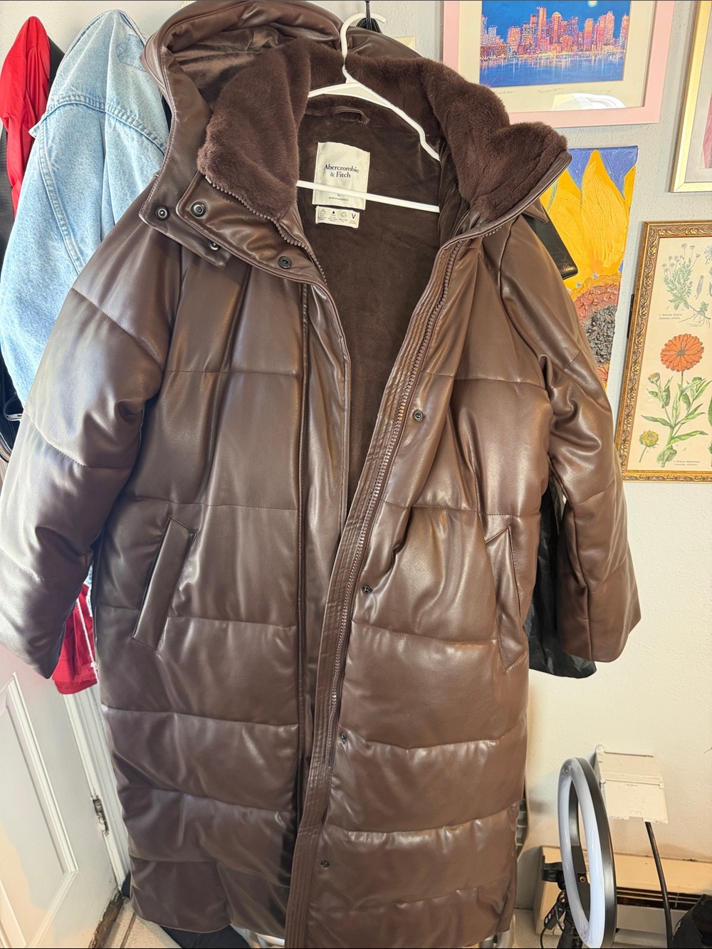 Abercrombie & Fitch - Women’s Vegan Leather Coat with hood